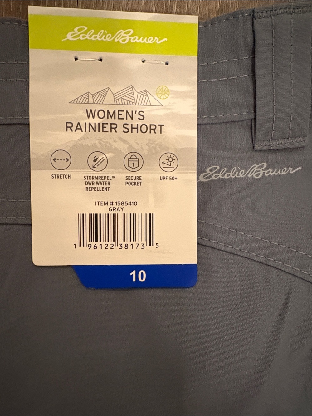 Eddie Bauer Rainer Women’s Outdoor Hiking Shorts Grey  Size 10 UPF 50 NWT - Picture 5 of 8